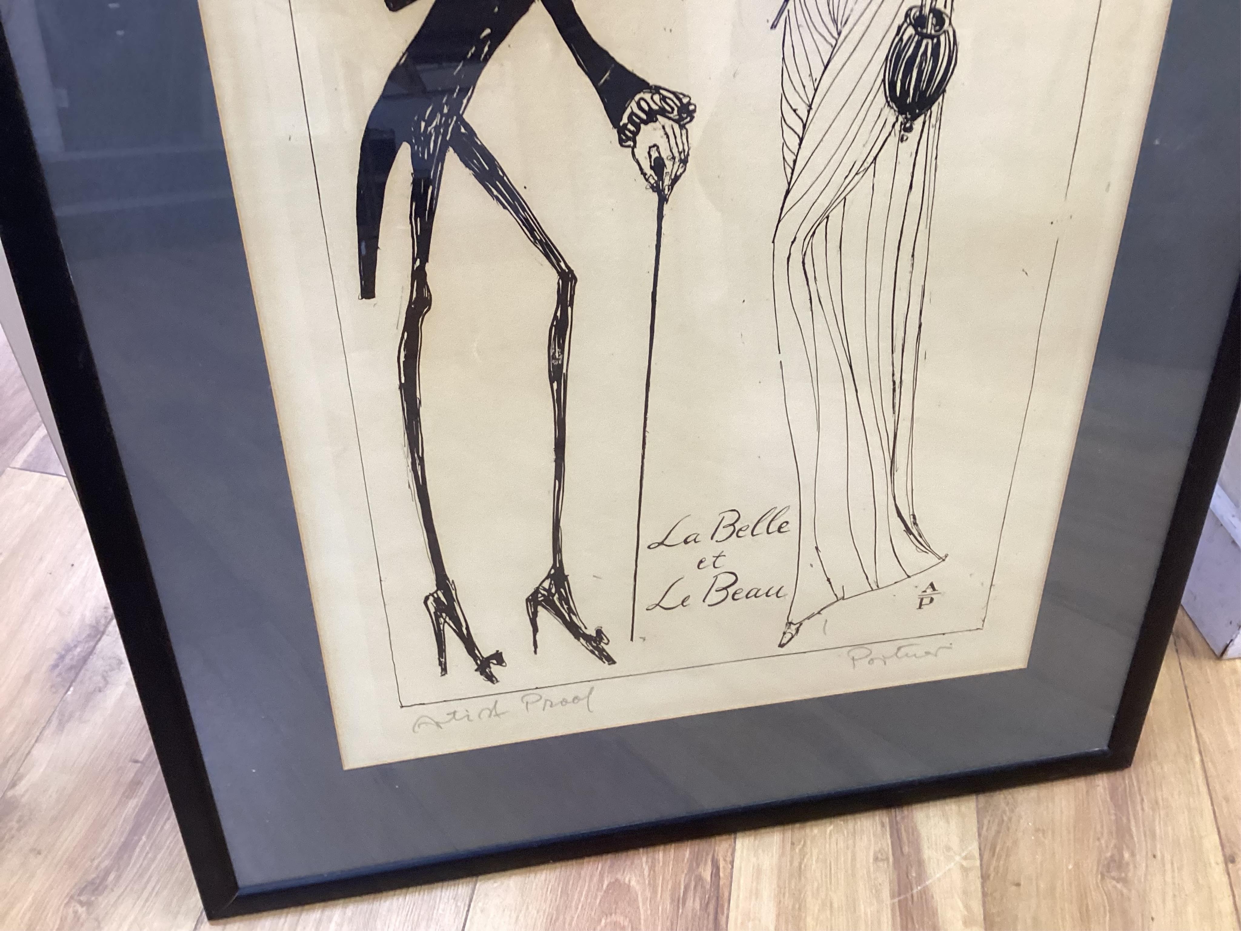 Alex Portner (1920-1982), ‘La Belle et Le Beau’, signed in pencil, Artists Proof lithograph, 66 x 42cm